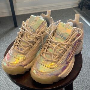 Fila DISRUPTOR 2 Iridescent Holographic Rainbow Sneaker Trainer Metallic Shine 7